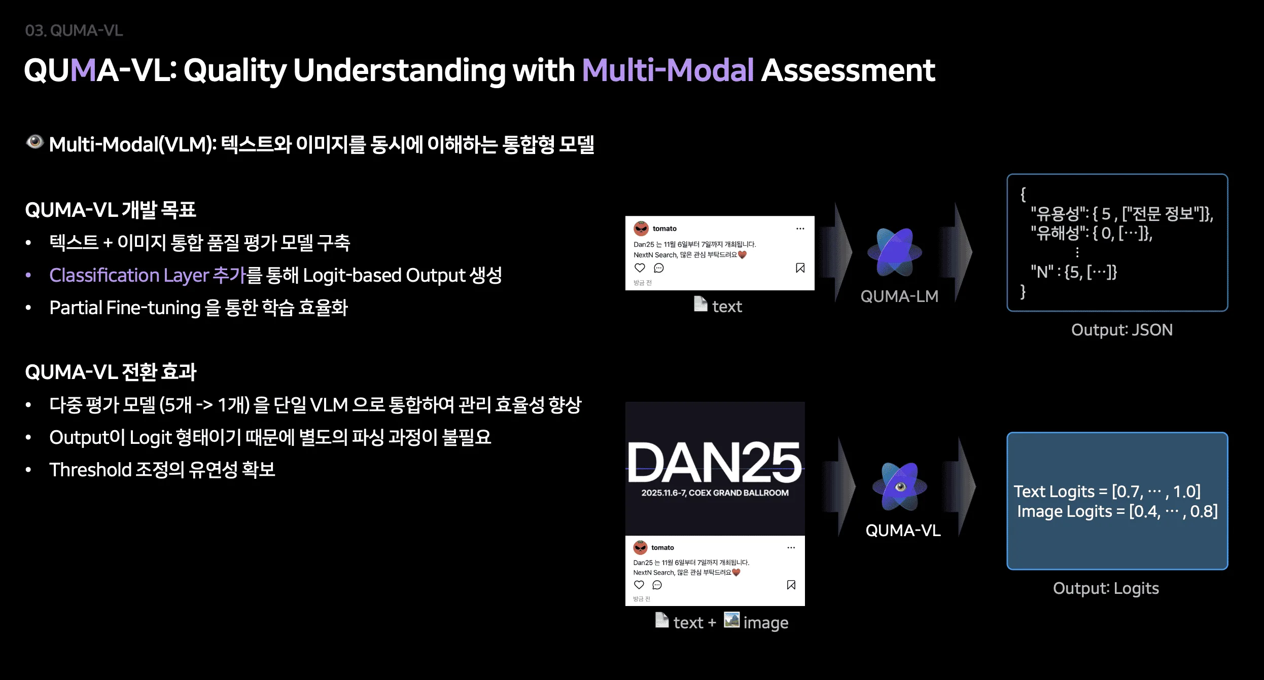 QUMA: Quality Understanding with Multi-Modal Assessment
