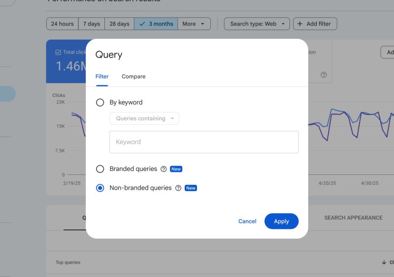 search console branded queries filter